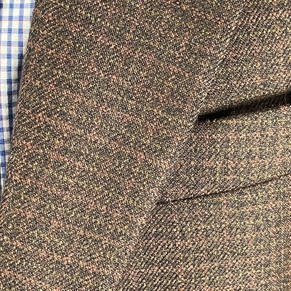 Murano Sport Coat Mens 44L Brown Check Worsted Wool Cashmere Two Button Dillards